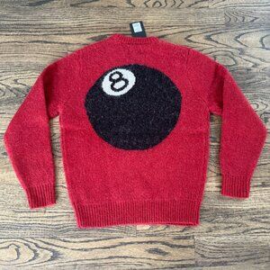 Stussy 8 BALL HEAVY BRUSHED MOHAIR SWEATER RED Size Small NWT